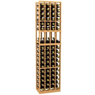 a wooden wine rack filled with bottles of wine