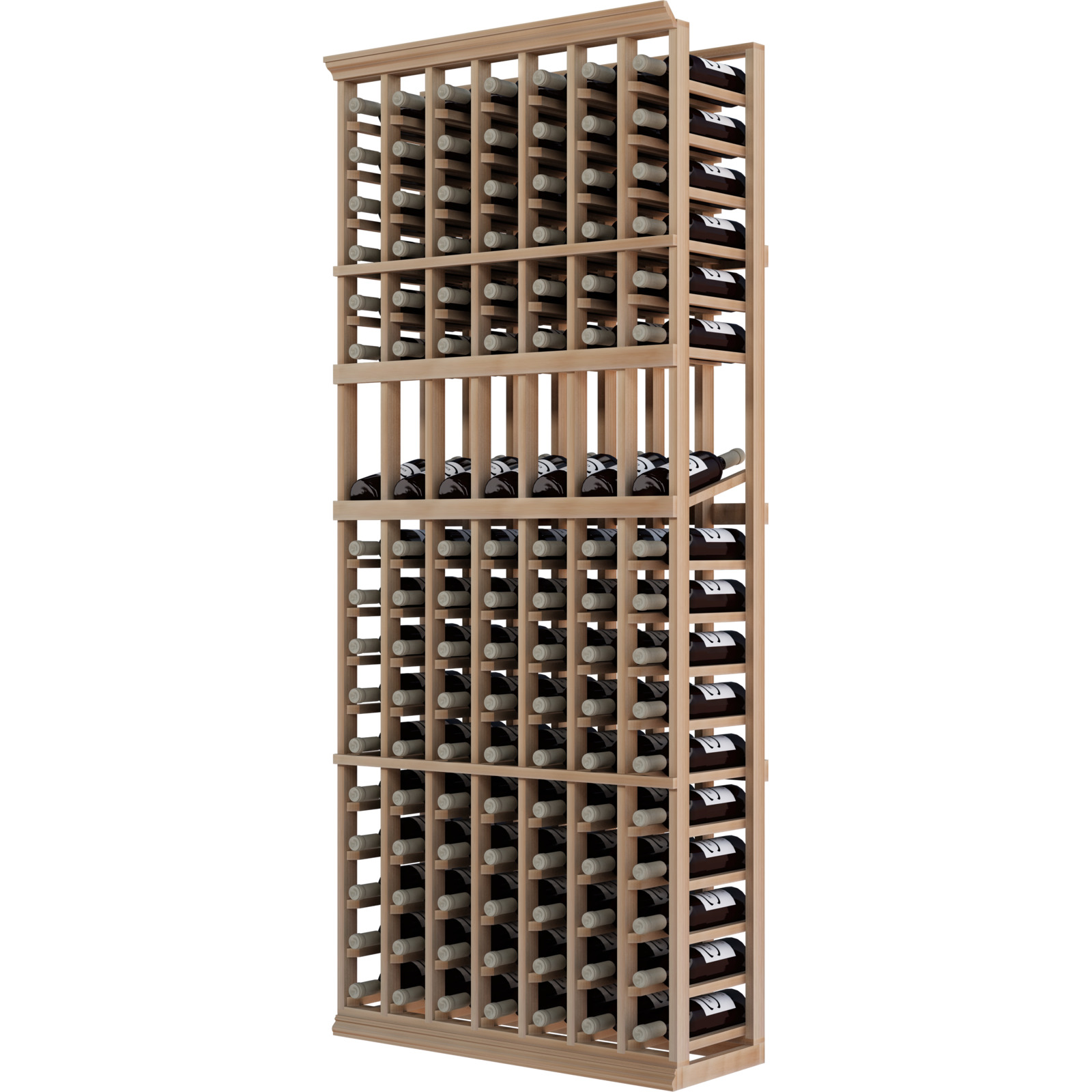 a wooden wine rack filled with many bottles of wine a wooden wine rack filled with many bottles of wine