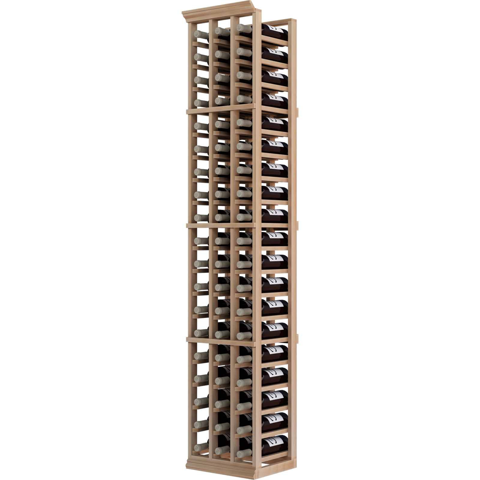 a wooden wine rack filled with many bottles of wine a wooden wine rack filled with many bottles of wine