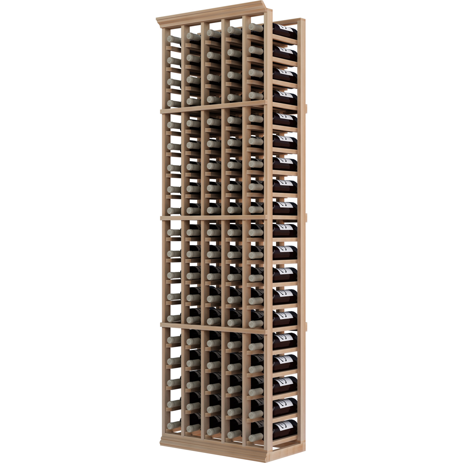 a wooden wine rack filled with many bottles of wine a wooden wine rack filled with many bottles of wine