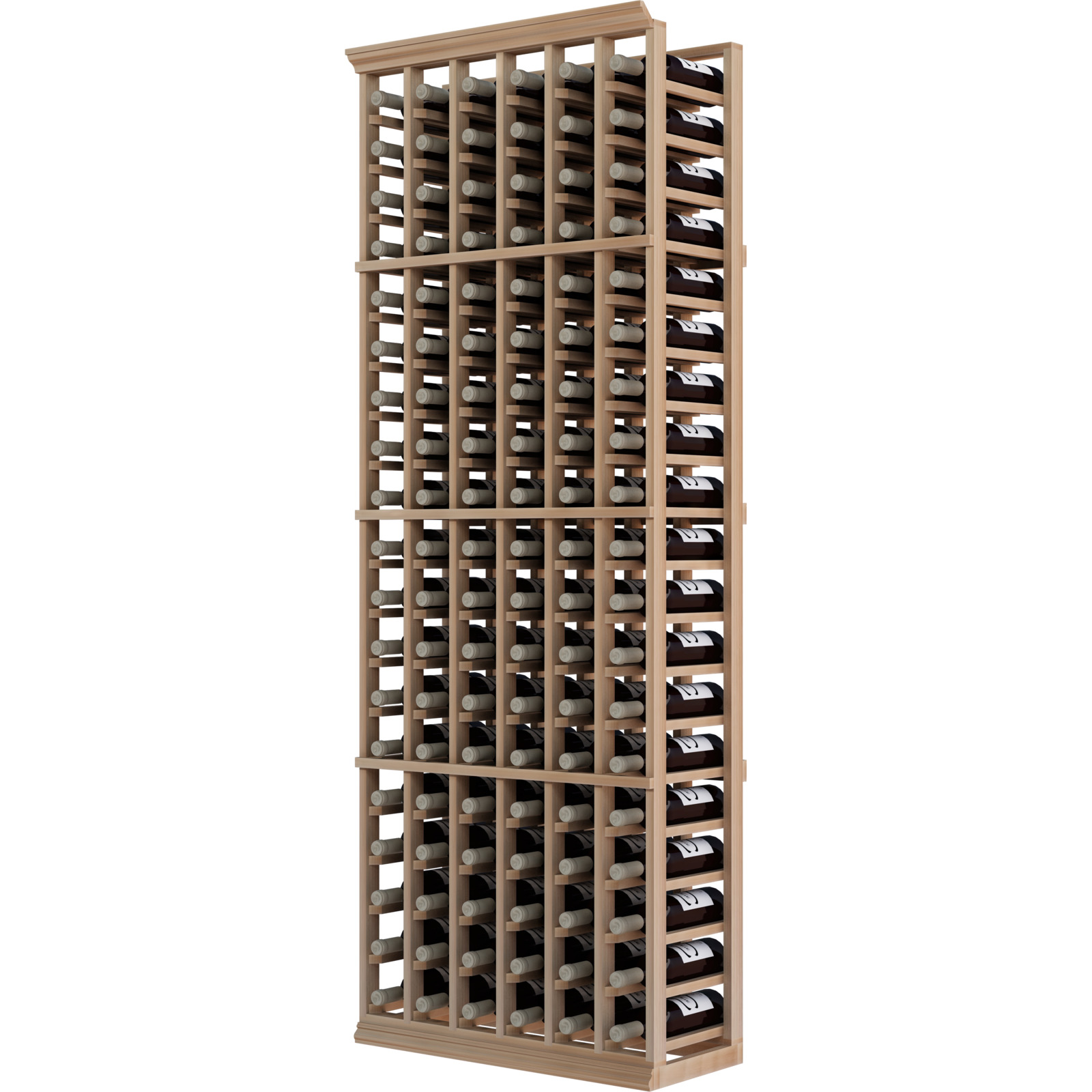a wooden wine rack filled with many bottles of wine a wooden wine rack filled with many bottles of wine