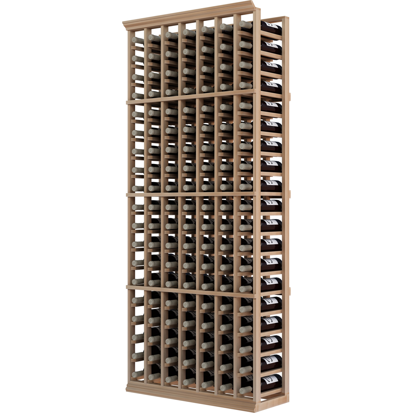 a wooden wine rack filled with many bottles of wine a wooden wine rack filled with many bottles of wine