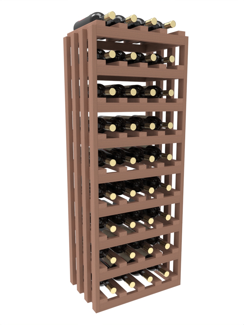 a wooden wine rack filled with bottles of wine